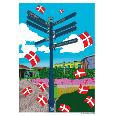 Postkort tillykke skilt